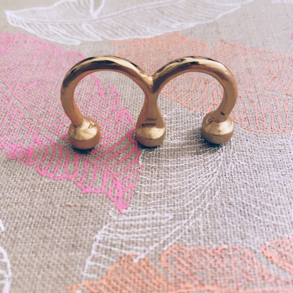 Double Finger Rings in blue and gold - Picture 3 of 3